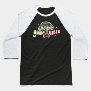 Iridescent Boho Good Vibes Mushroom Baseball T-Shirt